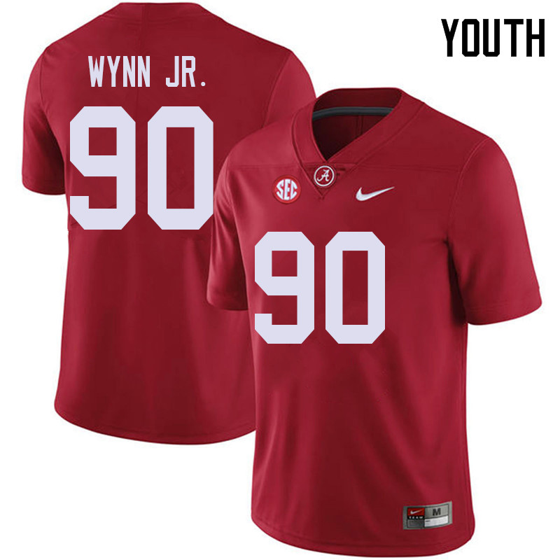 Alabama Crimson Tide Youth Stephon Wynn Jr. #90 Red NCAA Nike Authentic Stitched 2018 College Football Jersey DA16L72IB